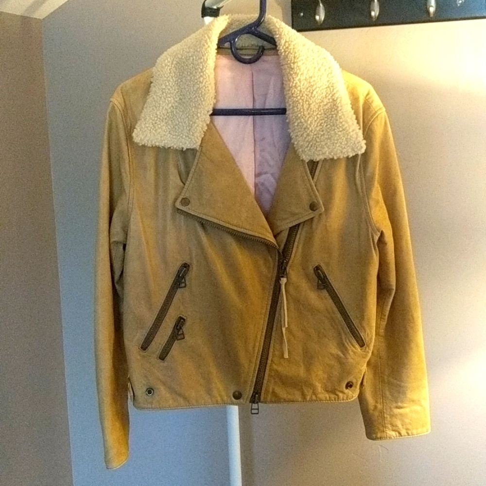 Acne Studios leather Moto jacket With Shearling Collar